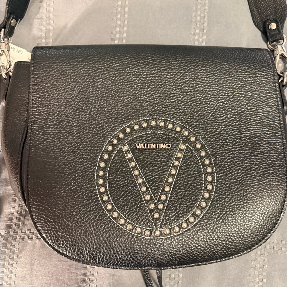 Valentino By Mario Valentino Black Studded Satchel